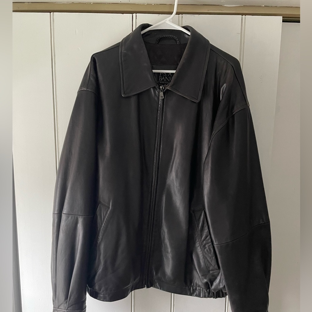 Joseph A Bank Vintage Brown Leather bomber jacket (XL)